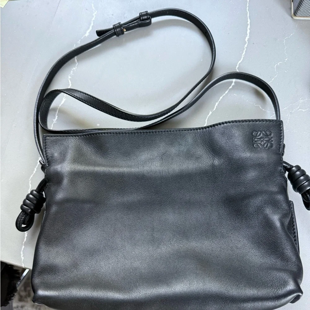 Loewe Flamenco mini - Black Leather Drawstring Crossbody Bag - Picture 2 of 10